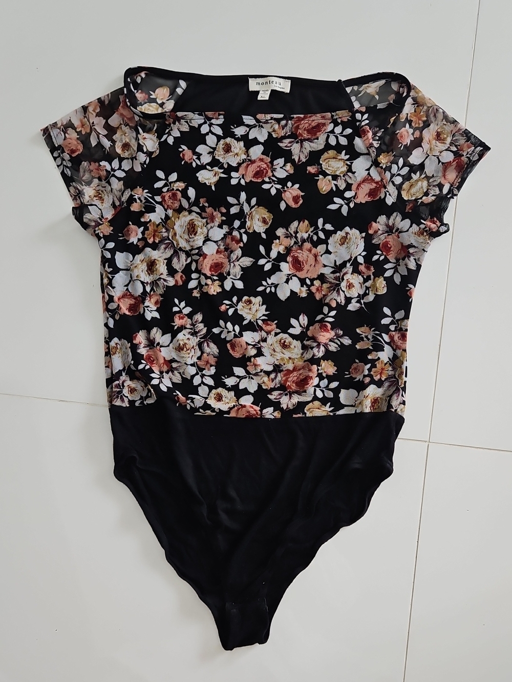 Monteau Black Floral Girls' One-Piece Bodysuit